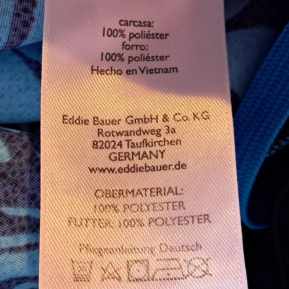 Eddie Bauer Mens Large Blue Tropical Palm Leaf Swim Trunks Mesh Beach